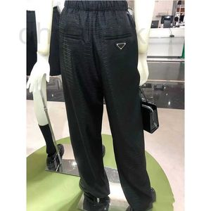 Women's Pants Capris Designer Triangle Mönster 2024 Casual High midja Löst rakt ben för kvinnor suer damer långa byxor ifk6