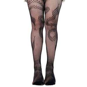 Sexy Socks Women Punk Sexy Fishnet Pantyhose Harajuku Evil Snake Jacquard Patterned Tights Sheer Mesh Anime Stockings 37JB 240416