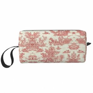 french Toile De Jouy Motif Pattern Travel Toiletry Bag Women French Toile Makeup Cosmetic Bag Storage Bags Dopp Kit Case Box p4lZ#