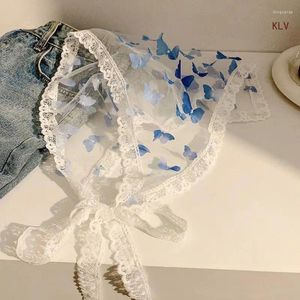 Scures Girl Butterfly Bandana Elegant Headscarf Kreatives Haarschal Kopfbedeckungsgeschenke warmes Spitzenkopfwick