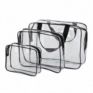 3 pezzi set sacche da toeletta in PVC trasparente sacche di stoccaggio bagaglio da bagno impermeabile per campeggio per campeggio per cosmetici TOTE BASS M3JA#