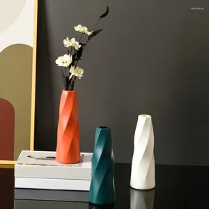 Vazolar Nordic Plastik Çiçek Vazo Dekorasyonu Ofis için Ev Pot Sepeti