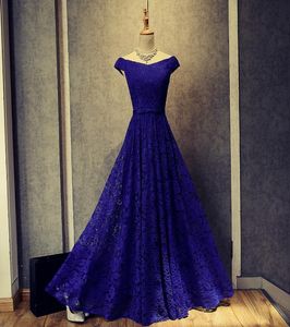 Bateau Neck Lace Evening Dress Королевское голубое бургундирование 2018 года элегантные длинные вечерние платья Новые Вестидо де Фестита Лонго6483014