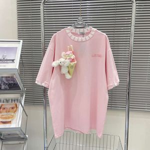 24 Spring New Niche tredimensionell glassdocka Tung industri Avslappnad kortärmad t-shirt för kvinnor