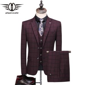 Men039s Suit Blazers Plyesxale Grey Burgundy Navy Blue Ploid Suit Men 2021 Spring Autumn Wedding per lo sposo Mens Fashion Casu2702803