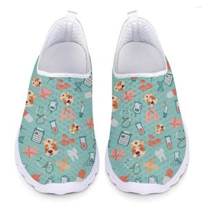 Casual Shoes Brand Design Nursing Summer Sneakers Breathable Flats Mesh Smile Dog Printing Slip-on Loafers Mujer
