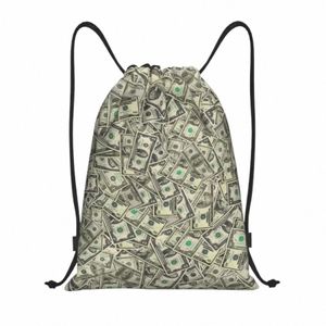 us Dollar Bills Gift Drawstring Backpack Bags Women Lightweight Banknotes Mey Pattern Gym Sports Sackpack Sacks for Training 78UU#