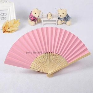 Dekorativa figurer Solid Fan Folding Party Wedding Hand Dance Held Silk Mönster Färg Födelsedekorationer Heminredning Partihandel