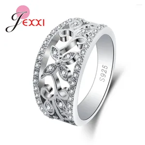 Cluster Rings Big Promotion Flower Rhinestone Beautiful Brand Good Quality Pure 925 Sterling Silver Wedding Ring For Women