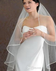 cheap short veil 1 LAYER White Ivory wedding Veils Short Bridal Wedding Accessories Veil bridal wedding veil With Satin5285554