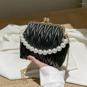 Evening Bags Luxury Handbag And Purse Fashion Quilted Ladys Clutch Clip Bag Shoulder Metal Chain Woman Corssbody