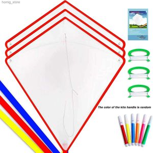 Kite Accessoires Diy Kites 3pcs/ Pack mit langem farbenfrohen Schwanz! Riesiger Anfänger Kite für Kinder und Erwachsene kommen mit Schnur und Handle Y240416