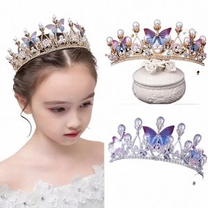 1pc super fairy bride headdr handmade pearl butterfly princ hair band party prom queen crown hair accories u0z2#