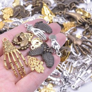 Hänge halsband metall kropp skelett hand fötter hängen för smycken tillverkning leveranser hjärta hasama vintage charm halsband fynd material