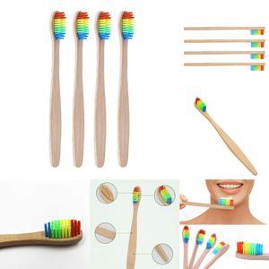 New 1/2/5/10 PCS Natural Eco Friendly Handle Rainbow Colorful Whitening Soft Bristles Bamboo Toothbrush Oral Care