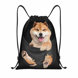 shiba Inu Puppy Inside Fake Pocket Drawstring Backpack Bags Men Women Lightweight Japan Dog Gym Sports Sackpack Sacks Traveling m6k6#