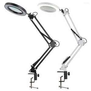 Table Lamps 10X Flexible Desk Lamp LED Illuminated Magnifier Light With Stand 3 Color Modes For Crafts Repair Works