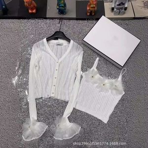 Kadınlar Suits Blazers Ch24 İlkbahar/Yaz Uzundaki Knapılı Gömlek 3D Çiçek Top İnce Fit Tasarım Kam Omuz Hırka Asma Kayışı