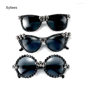 Sunglasses Gothic Skull Halloween Christmas Cat Eye Crystal Punk Sun Glasses Luxury Designer Vintage Gafas De Sol Mujer