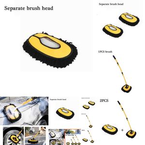 2024 2024 CAR ROTERABLE RENGING Brush Justerbar Telescoping Lång handtag Rengöring Mop Chenille Wash Wash Brusher Tool Auto Accessories