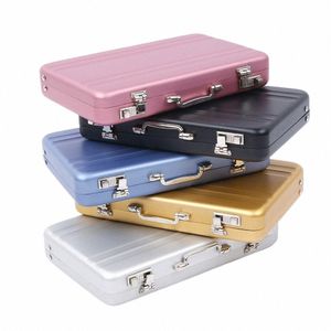 aluminum Busin ID Credit Card Holder Mini Mental Suitcase Busin Bank Card Name Card Holder Box Case Organizer Brand L40O#