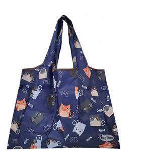 Nyl Stor återanvändbar förvaring Foldbar Eco Shop Bag Carto Söt kawaii Tote Waterproof Shopekeeper Supermarket Handväskor 31WA#