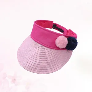 Ball Caps Kid Visor Plush Decor Sun Block Wide Brim Hat For Child Girl (Pink)