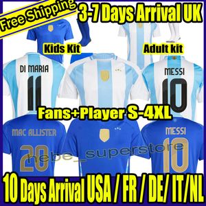 S-4XL 2024 2025 Euro Cup Argentina Soccer Jerseys Messis Otamendi de Paul National Team Copa Dybala Martinez Kun Aguero Maradona Football Shirts Men Di Maria Kids Kits