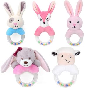 Baby Hand Rattle Newborn Hand Grip Rattle 0-1 Year Old Soothing Ring Kids Puzzle Soft Educational Plush Toy LL