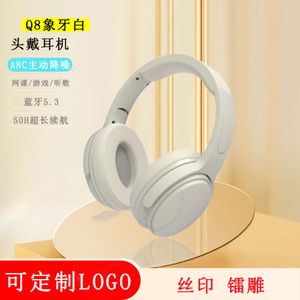 New Private Model Q8 with High Battery and Ultra Long Endurance ANC Active Noise Reduction, Deep Bass Stereo Headset, Bluetooth Earphones