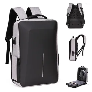 Backpack Crossten Anti -Roubo Lock Business Laptop Bag Charging USB à prova d'água de 15,6 polegadas Daypack Mochila Eva Protecção de Impacto