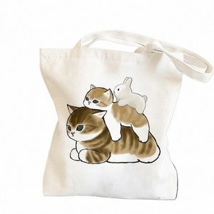 2022 Kawaii Canvs bag Carto Cats Printed Kawaii Bag Harajuku Shop Canvas Shopper Bag girl handbag Tote Shoulder Lady m9bC#