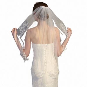 Vendita calda Short Appliqued Veil Veil Veils Bridal Veils Accories Accories Velo de novi G6WM#