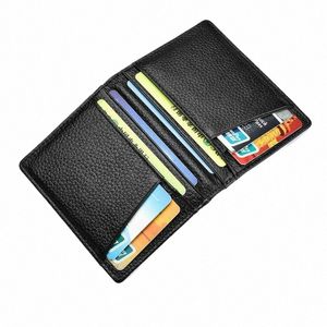 super Slim Soft Wallet 100% Genuine Leather Mini Credit Card Wallet Purse Card Holders Men Wallet Thin Small Q82E#