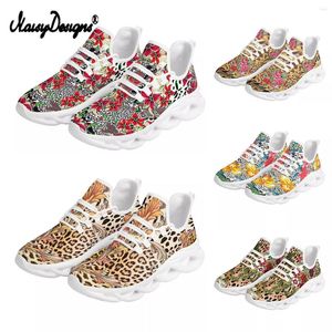 Повседневная обувь Noisydesigns дышащие сетчатые летняя женщина леопард с цветочными принтами удобная платформа 2024 открытый спорт