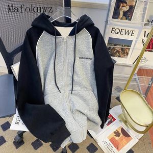 Men's Hoodies Winter High Street Zipper Hooded Cardigan Sweatshirt Couple Loose Casual Sports Jackets Men Overcoat Male Clothes