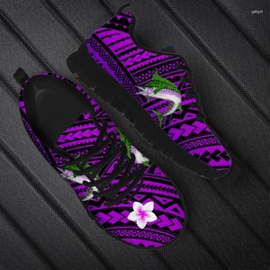 Sapatos casuais forudesignsigns Polinésia africana tribal atum do Pacífico Purple feminino tênis de ar -malha de ar leves de ar -leves respiráveis