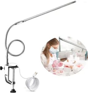 Bordslampor Desk Light With Clamp USB LED 8W Clip Nail Lamp Eye Care Flexibel Gooseneck 360 ° för manikyrläsning Ögonbryn