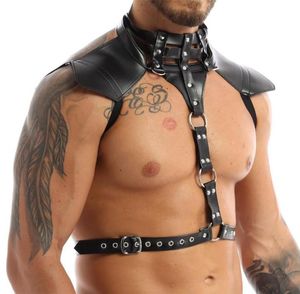 Male Lingerie Leather Harness Adjustable Sexy Gay Clothing Sexual Body Chest Belt Strap Punk Rave Costumes For Sex Elbow Knee Pa9124885