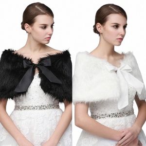 White Black Bridal Wrap Shawl Coat Jackets Boleros rycker Regular Faux Fur Stole Capes Wedding Party 17-001 V3er#