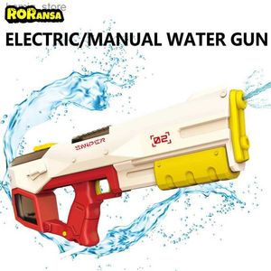 Sand Play Water Fun Adult and childrens electric water gun explodes with high pressure and strong energy action automatic water spraying beach outdoor toys Y240416