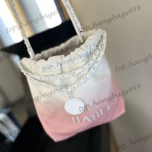 24p Pink Gradienten Öl Wachs Leder Klassische Sterd Mini Shopping Umhängetaschen Weißer Buchstabenmünze Charm Runde Gurt Kette Crossbody Handtaschen Kartenhalter Beutel 23 cm