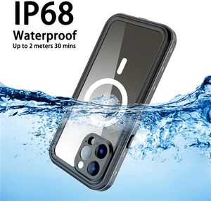 RedPepper Magnetic Charging IP68 مقاومة للماء لـ iPhone 15 14 Plus 13 12 11 XS XR Pro Max XR Cover Diving Underwater Swime Outdoor Sports