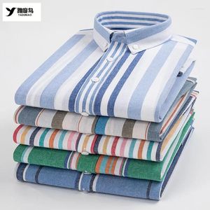 Camisas casuais masculinas outono e inverno oxford tira de algodão com manga longa sem ferro de alta qualidade para jovens do meio