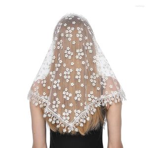Scarves Fashion Triangle Mantilla Lace Veil Tulle Scarf Covering Church For Mass Wedding Bridesmaids Headscarf