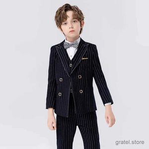 Suits Boys Performance Costume Children Luxurious Jacket Vest Pants Bowtie 4PS Piano Party Dress Kids Evening Ceremony Photograph Suit