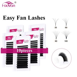 10 Case Easy Fanning Eyelash Extensions Faux mink Flare Soft Eye Lashes Russian Volume Eyelash Extensions Cilia Silk Lashes 240407