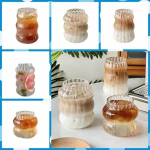 Wine Glasses Wave Shape Glass Stripes Cup Drinkware Vertical Grain Mugs Heat-resistant Transparent Coffee