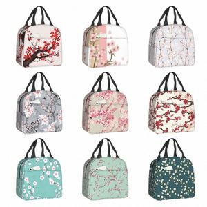 Cherry Blossom Japanese Style Isolated Lunch Bag For Women Sakura Floral FRS Cooler Thermal Lunch Box Office Picnic Travel 95pn#