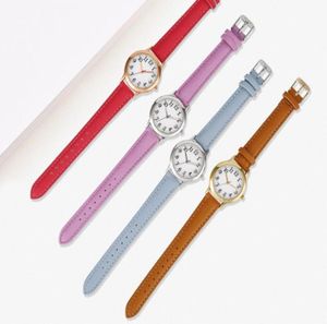 Целые числа Чистые кожаные ремешки Quartz Womens Watches Простые элегантные студенты смотрят 31 -миллиметровые шрифты.